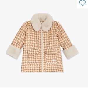 7 For All Mankind Tan Houndstooth Baby Coat